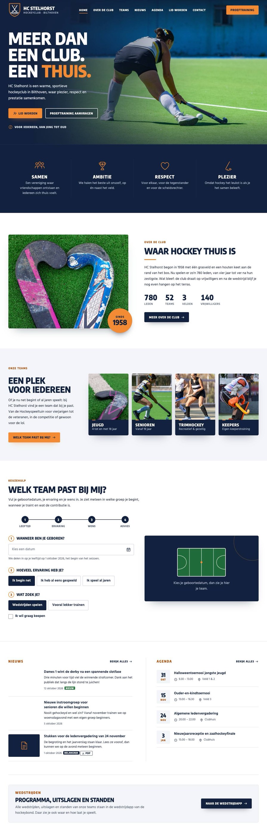 Homepage van HC Stelhorst
